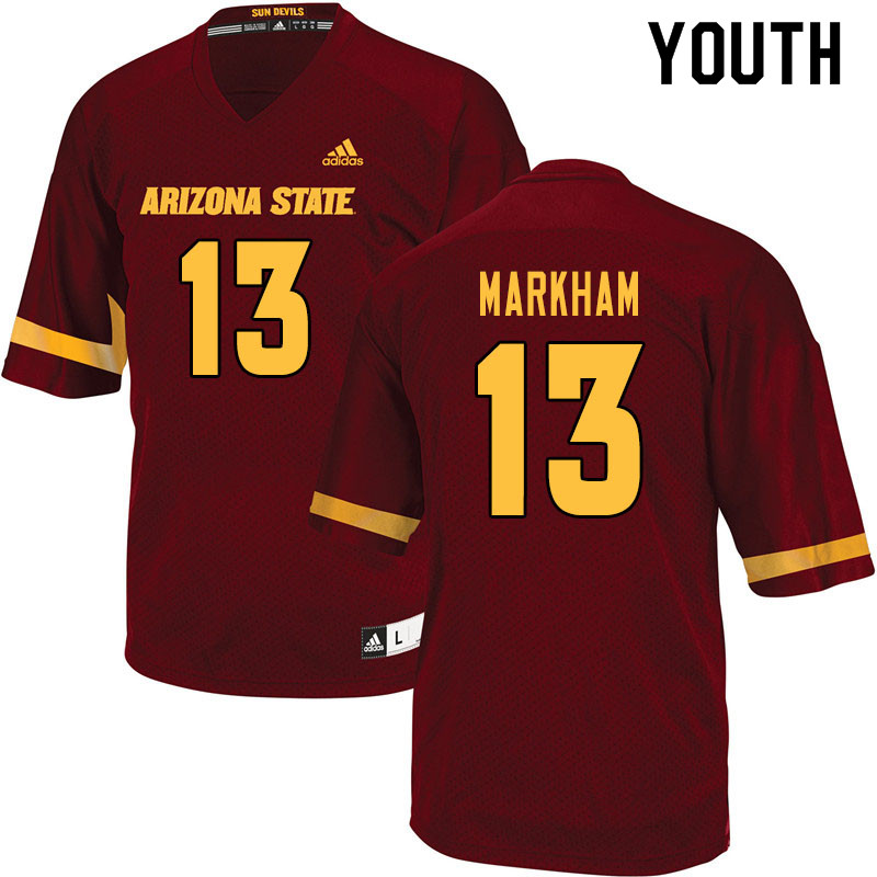 Youth #13 Keon Markham Arizona State Sun Devils College Football Jerseys Sale-Maroon